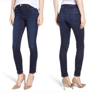 Frame Denim Dark Wash Indigo Le High Skinny Jean Ankle Side Slit Rivet Size 26